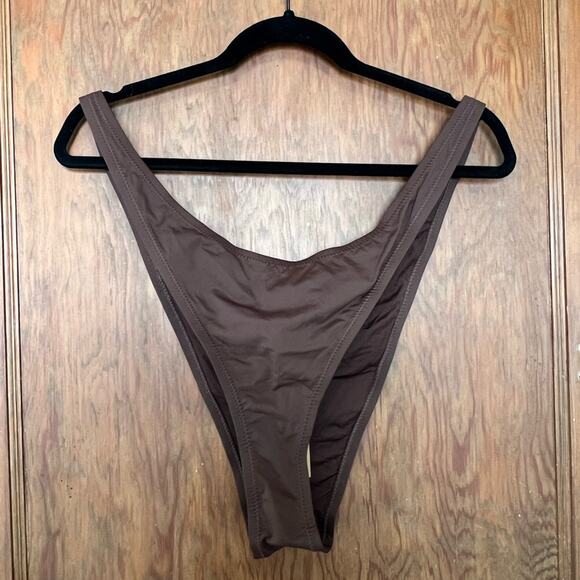 NWT Skims Recycled Swim Micro Tanga‎ Cheeky Bikini Bottoms Cocoa 4X Brown - Picture 3 of 6